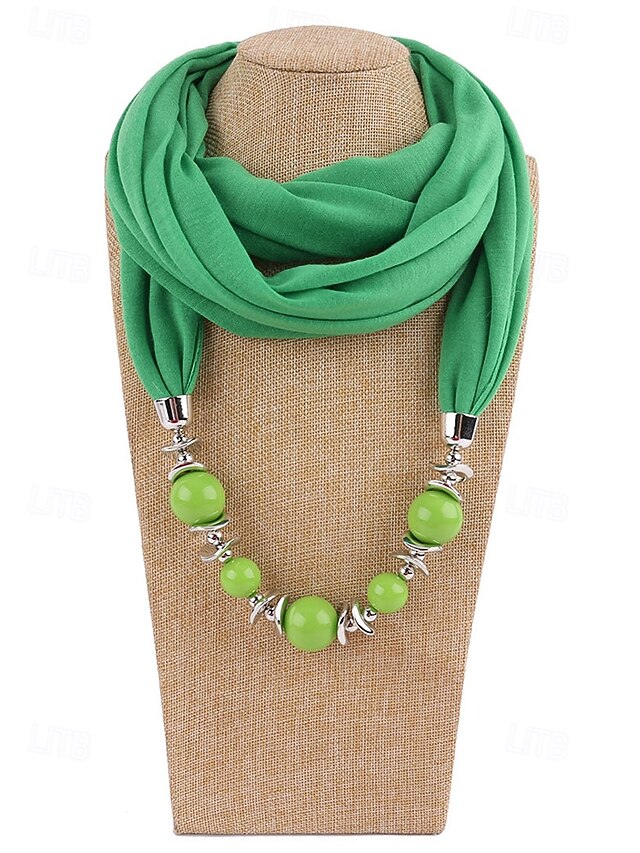 Women's Multicolor Warm Scarf Necklace - Lightweight Beaded Pendant ...