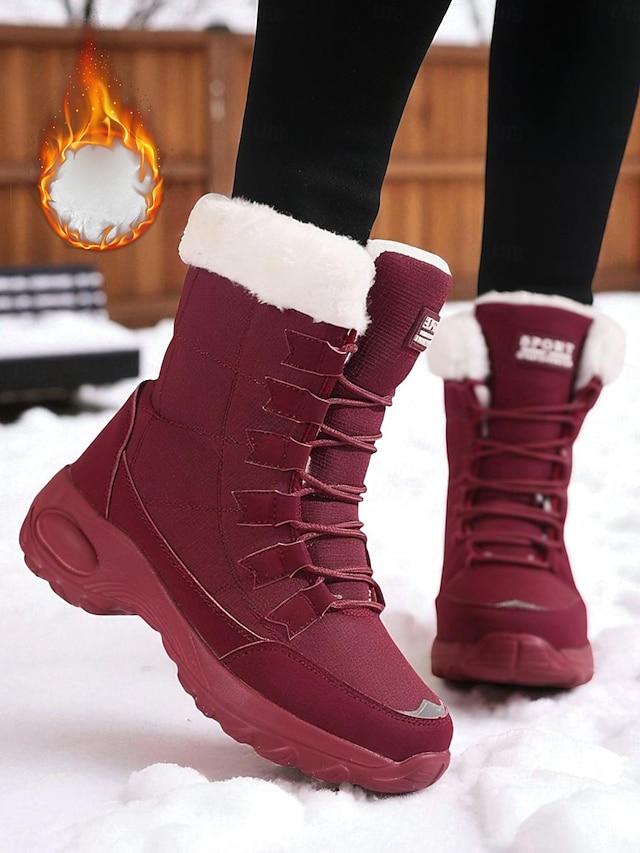  Warme Damen-Schneestiefel mit Kunstfellfutter – wasserdichte, rutschfeste Winterschuhe für Schnee und kaltes Wetter im Freien
