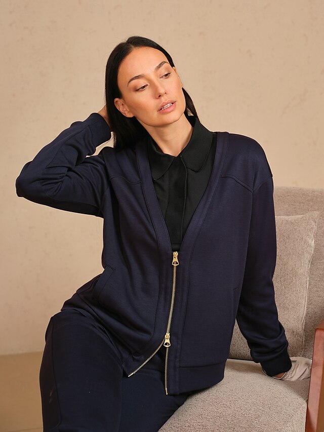 Women's Cardigan Sweater Navy Blue Long Sleeve Top Ladies Golf Attire Clothes Outfits Wear Apparel4