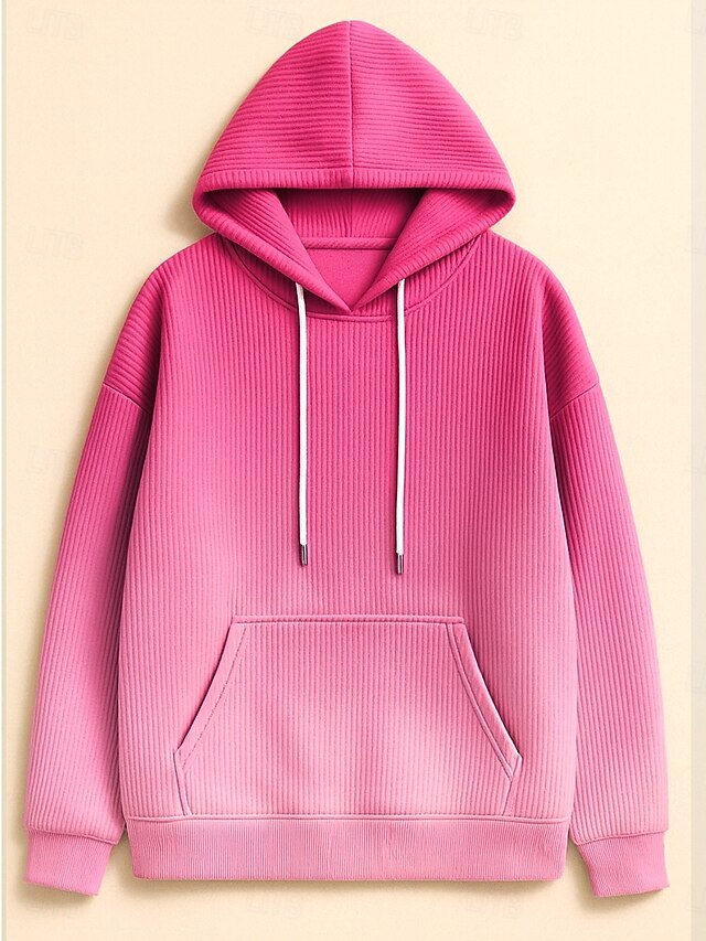  Women's Pullover Hoodie Sweatshirt Graphic Rainbow Abstract Casual Boho Long Sleeve Hooded Regular Tops Street Dailywear Print Front Pocket Maroon Pink Fall Winter