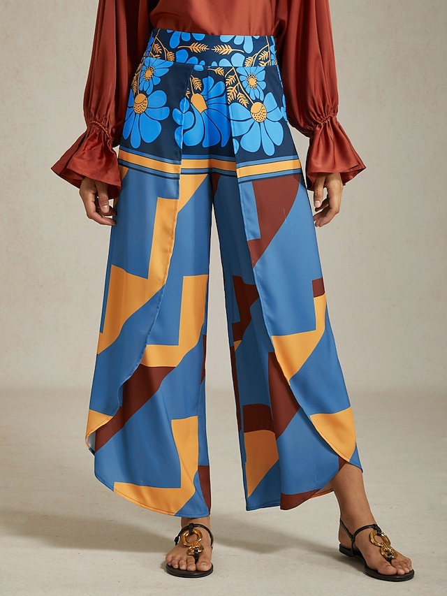  Per donna Svasato Lunghezza intera Raso Micro-elastico Pantaloni Compleanno Weekend Blu Rosso rosa Primavera & Estate S M L