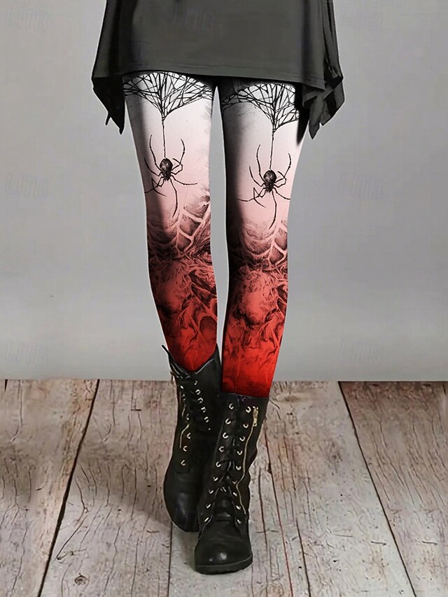 Women's Leggings Cozy Leggings Vacation Basic Casual Ankle-Length High WaistPantsHalloween Graphic Printing Thermal Warm Comfortable Stretchy Vacation Casual Daily Red Fall Winter Slim Fit4