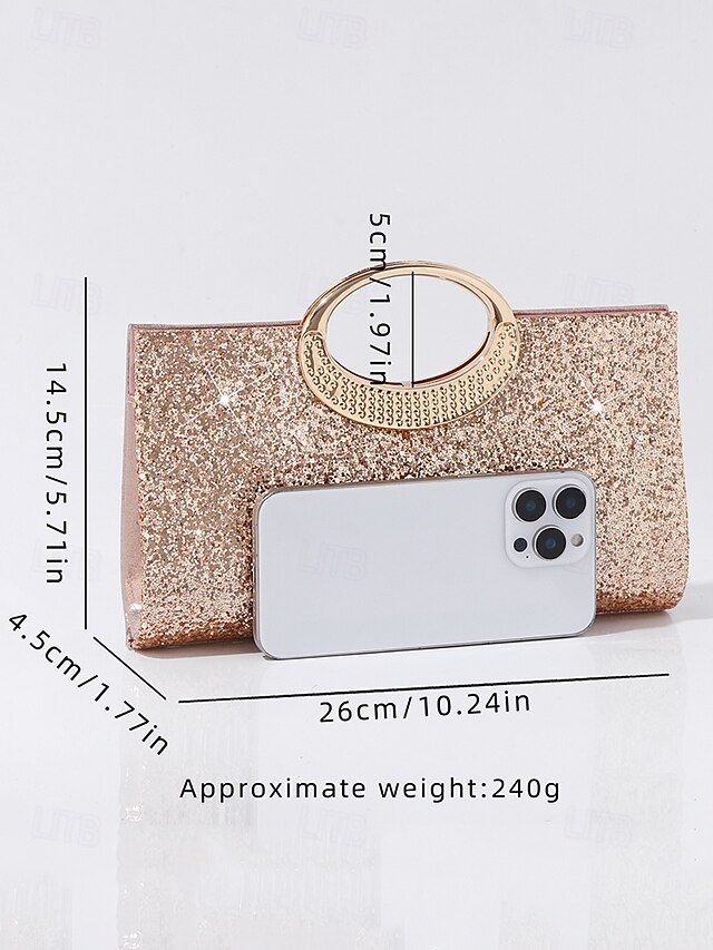 Silver-Toned Embellished Purse Clutch – Elegant Metal Evening Bag for Women