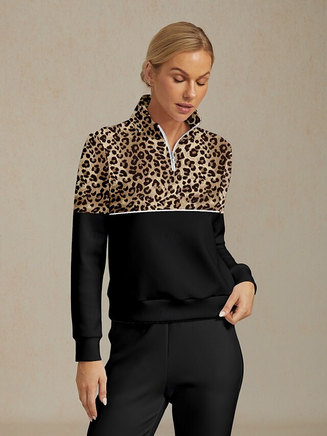 Women's Golf Pullover Sweatshirt Brown Long Sleeve Top Ladies Golf Attire Clothes Outfits Wear Apparel3