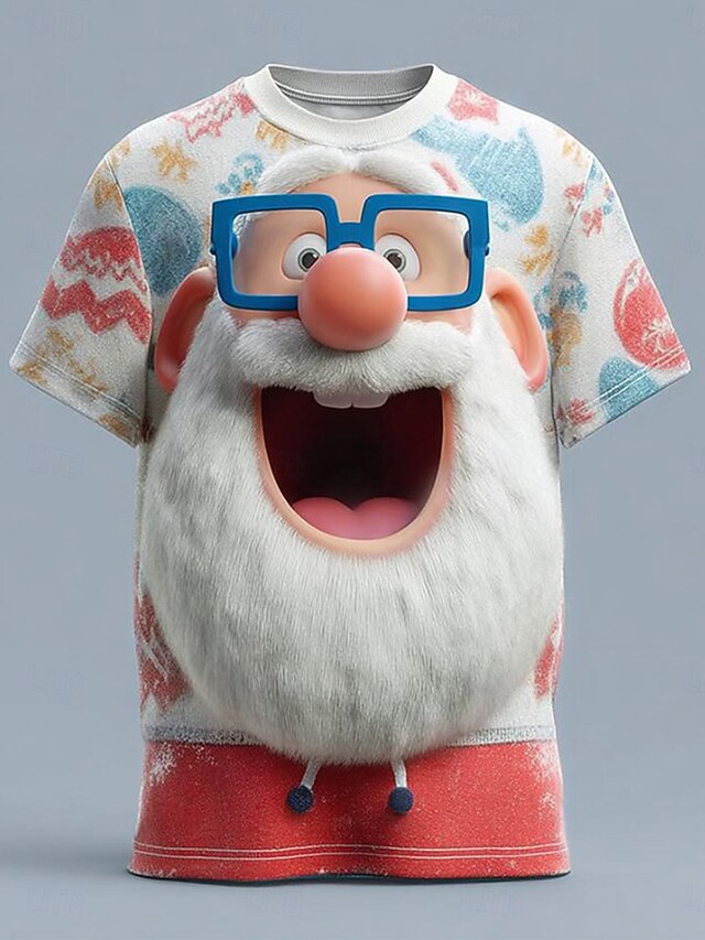 Christmas Women's T Shirt Graphic Santa Claus Vintage Stylish Classic Short Sleeve Crew Neck Round Neck Regular Tops Daily Print Red Green off-white Fall Winter4