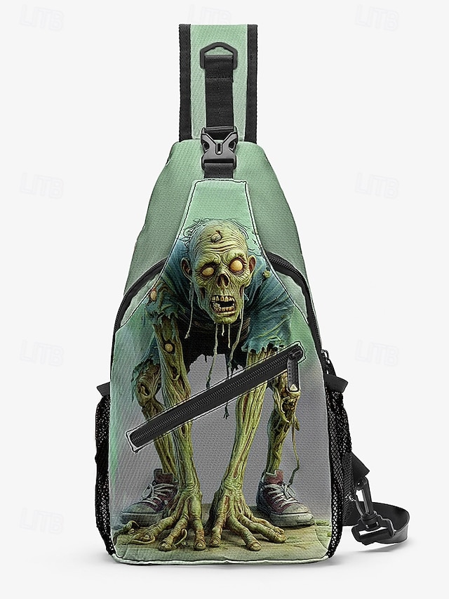  Męskie Torba przez ramię Saszetka na klatkę piersiową Torba na ramię Poliester Na zewnątrz Halloween Codzienne Zamek Nadruk Duża pojemność Lekki Multi Carry Czaszka Czarny / Złoty Czarny / Czerwony