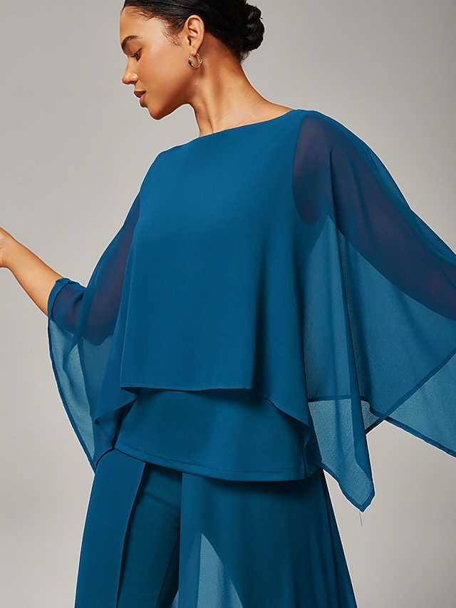  Women's Elegant Stylish Luxurious Modal Chiffon Crewneck Sleeveless Cape Top Spring Summer Fall