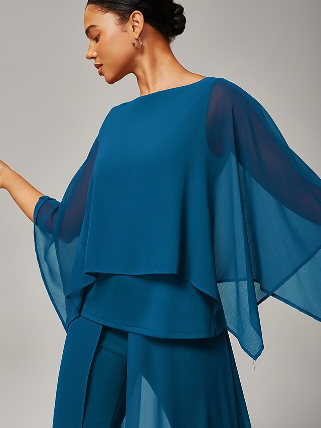 Women's Elegant Stylish Luxurious Modal Chiffon Crewneck Sleeveless Cape Top Spring Summer Fall4