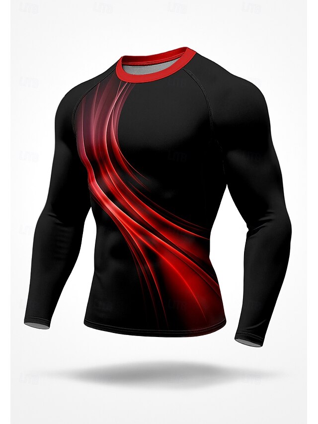 Christmas Men's Compression Shirt Running Shirt 3D Print Long Sleeve Base Layer Color Gradient Quick Dry Compression Power Flex Moisture Wicking Gym Workout Active Training Exercise Sportswear4