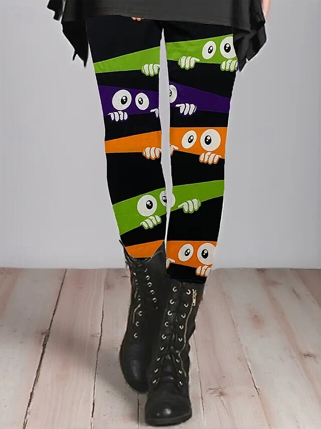 Women's Leggings Cozy Leggings Basic Casual Full Length High WaistPantsUgly Christmas Graphic Printing Thermal Warm Comfortable Stretchy Vacation Street Casual Black Fall Winter Slim Fit4