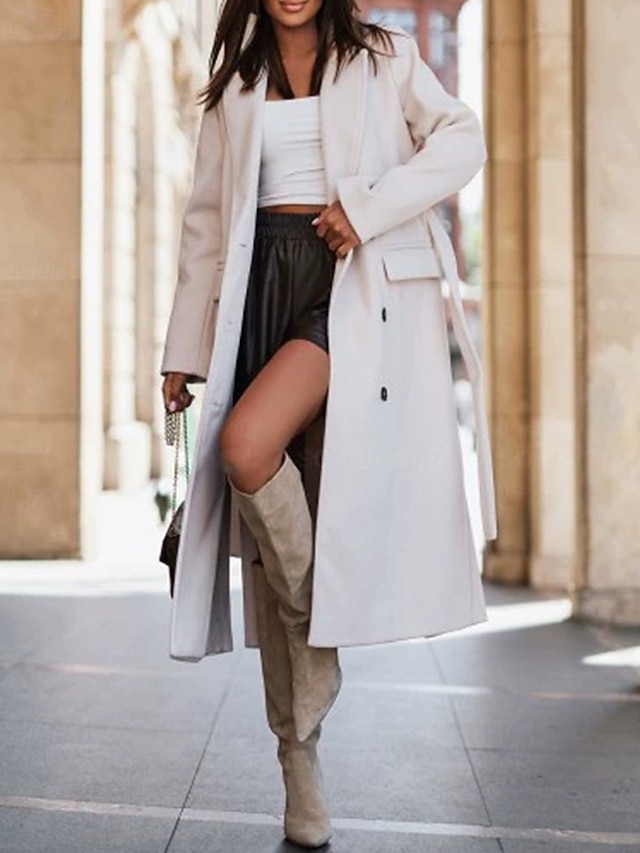 Női Hétköznapi dzseki Melegen tartani Kényelmes Zseb Gombok Divat Szabadtéri Sima Alkalmi Hétvége Egysoros Szokványos Hajtóka Normál Hosszú ujj Felsőruházat Fekete Fehér Arcpír rózsaszín Ősz Tél