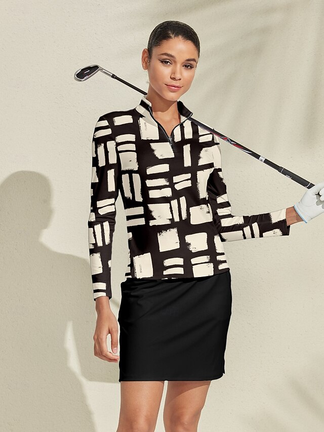 Women's Golf Polo Shirt Brown Long Sleeve Top Ladies Golf Attire Clothes Outfits Wear Apparel2