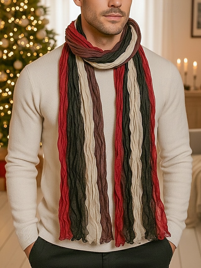 sciarpa plissettata multicolore da uomo: morbida ed elegante, perfetta per la moda invernale e come regalo di Natale
