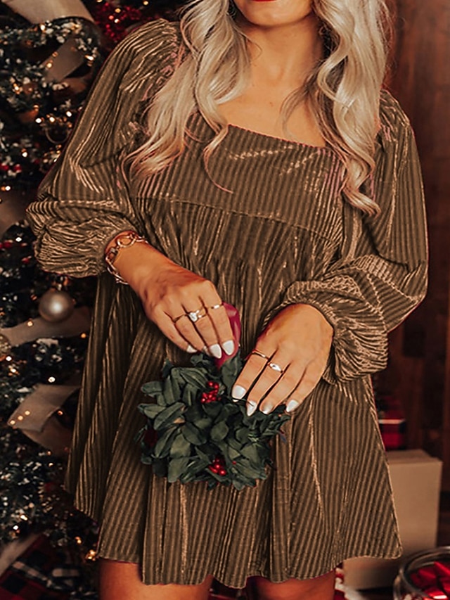  Női Mini ruha Bársony ruha Party ruha hétköznapi ruha Koktélruha Elegáns Modern Parti Estély Randi Normál Sima Hosszú ujj Szögletes Arcpír rózsaszín Bor Barna Lóhere Ősz Tél