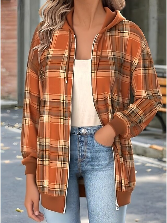 Women's 3D Print Zip Up Hoodies Floral Punk Active Vintage Long Sleeve Hooded Regular Tops Home Dailywear Casual Patchwork Dark Pink Fall Winter3