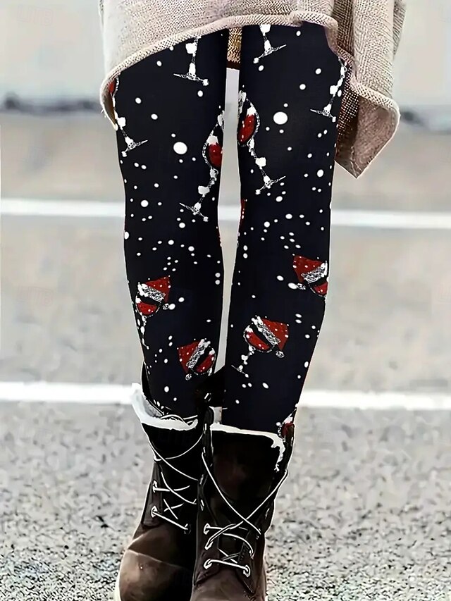 Women's Chinos Leggings Cozy Leggings Vacation Casual Full Length High WaistPantsUgly Christmas Graphic Printing Thermal Warm Comfortable Stretchy Vacation Street Causal Black Spring Fall Winter Slim4