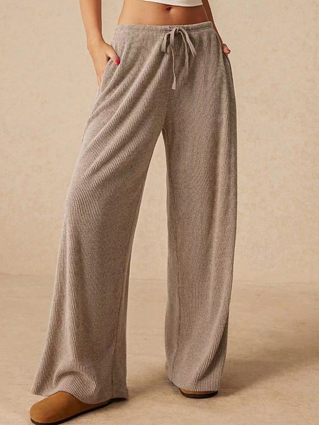  Per donna Culotte Gamba Larga Gamba larga Chinos Vacanza Vintage Streetwear Lunghezza intera Vita media Semplice Tasca Design con Coulisse Elastica Comodo Micro-elastico Alta elasticità All'aperto