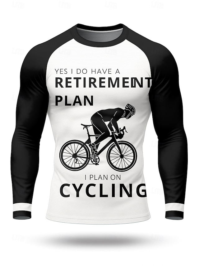  Homme Maillot de cyclisme Maillot de descente Géométrique Lettres & Chiffres manche longue Cyclisme Maillot Top avec 3 poches arrière Séchage Rapide Doux Confortable Évacuation de l'Humidité Des