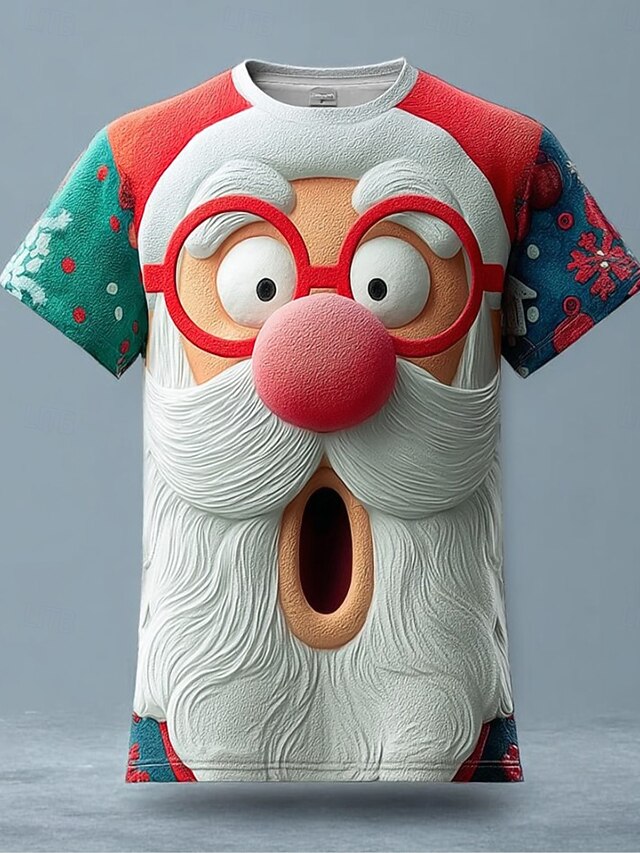 Christmas Women's T Shirt Graphic Santa Claus Vintage Stylish Classic Short Sleeve Crew Neck Round Neck Regular Tops Daily Print White Blue Green Fall Winter4