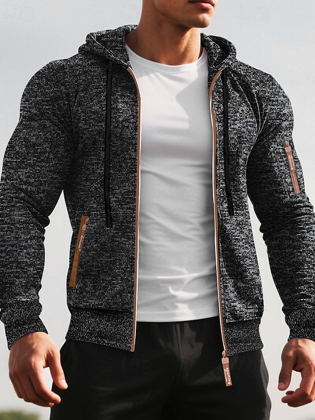  Herren Freizeitjacke Pullover Mantel Urlaub Täglich Warm Tasche Herbst Winter Einfach Mode Klassisch Mit Kapuze Regulär Schwarz Marineblau Blau Dunkelgray Jacken