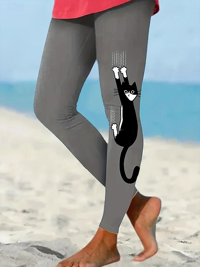 Women's Slacks Leggings Cozy Leggings Vacation Vintage Streetwear Full Length Natural Graphic Animal Elastic Waist Print Comfy Outdoor Comfortable High Elasticity Outdoor Vacation Streetwear Gray4