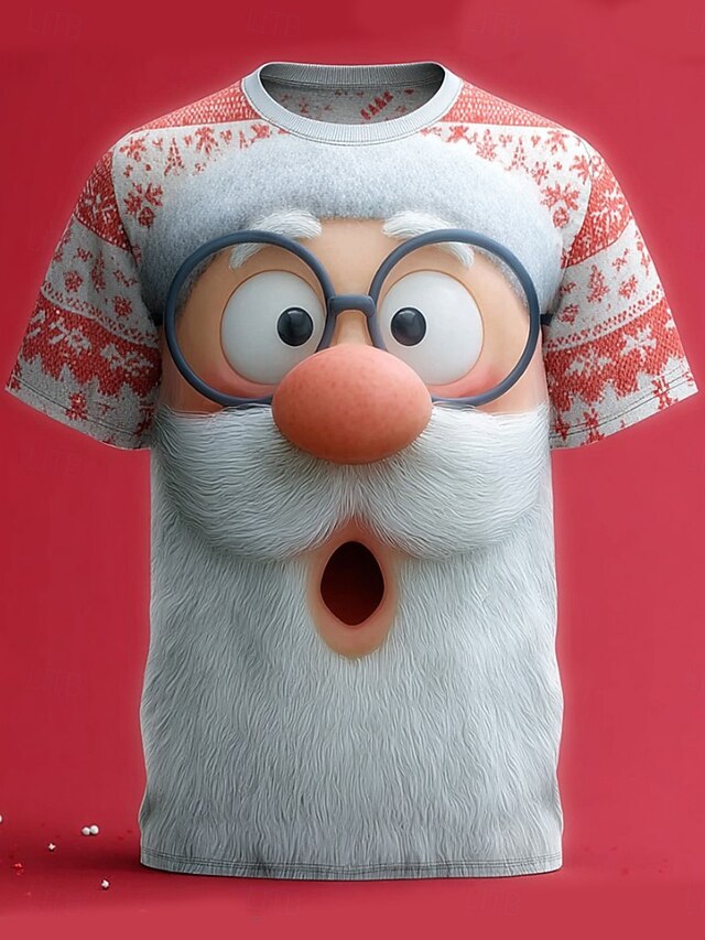 Christmas Women's T Shirt Graphic Santa Claus Vintage Stylish Classic Short Sleeve Crew Neck Round Neck Regular Tops Daily Print Pink Red Green Fall Winter4