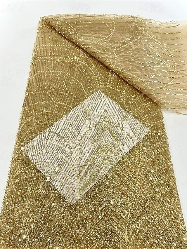 Plunging V-neck Rhinestone Decor Sheath Jersey Gown Gold