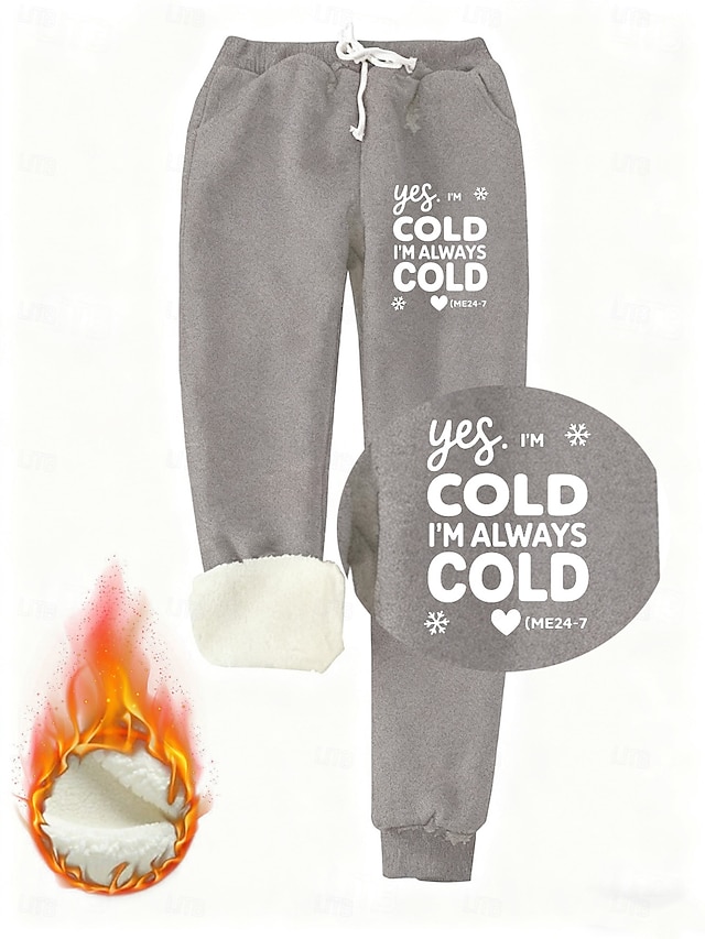  Γυναικεία Αθλητικές Φόρμες Παντελόνι Fleece Μοντέρνα Βασικό Καθημερινό Πλήρες μήκος Ψηλή Μέση Γράμμα Κορδόνι Τσέπη Στάμπα Διατηρείτε Ζεστό Αντιανεμικό Άνετα Μικροελαστικό