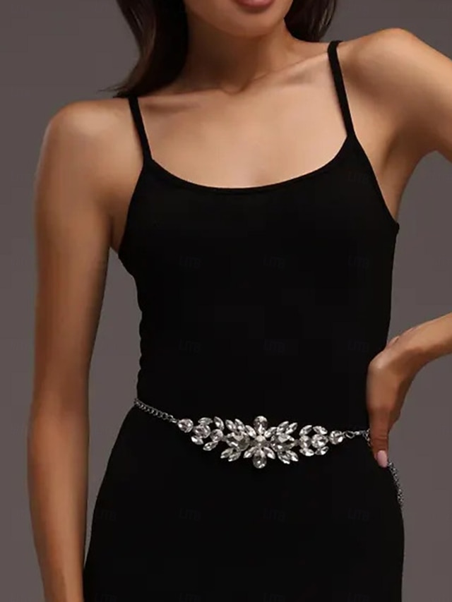  Cinturón de cadena con diamantes de imitación de cristal para mujer, elegante accesorio de joyería brillante para la cintura para vestidos, gala de noche. &trajes de fiesta