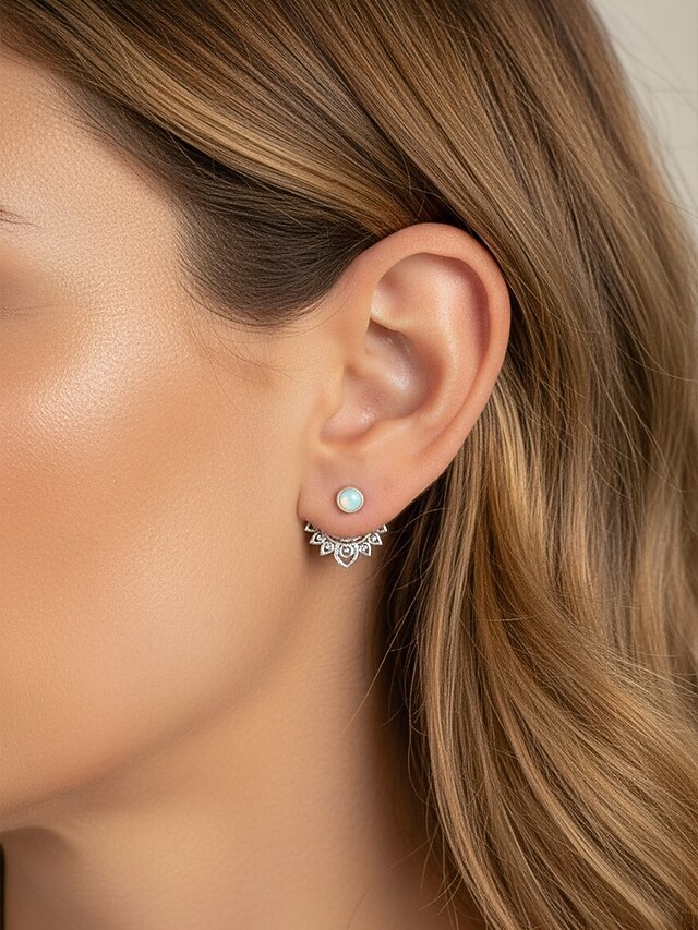  Bohemian opaal oorbellen voor dames met vintage lotusmotief – etnische sieraden voor casual, festival- en feestkleding