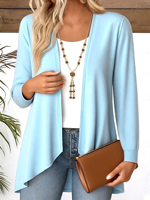 Women's Shirt Flowy Tops Solid Color Graphic Plain Elegant Vintage Tropical Long Sleeve Regular Tops Daily Holiday Asymmetric Hem Draped Blue Orange Green Spring Fall Winter4