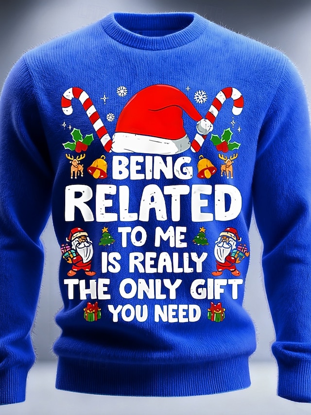  ser parente meu é realmente o único presente que você precisa suéter de natal feio masculino com estampa 3D suéter suéter tricô gola redonda casual ao ar livre presentes de natal férias gráfico manter