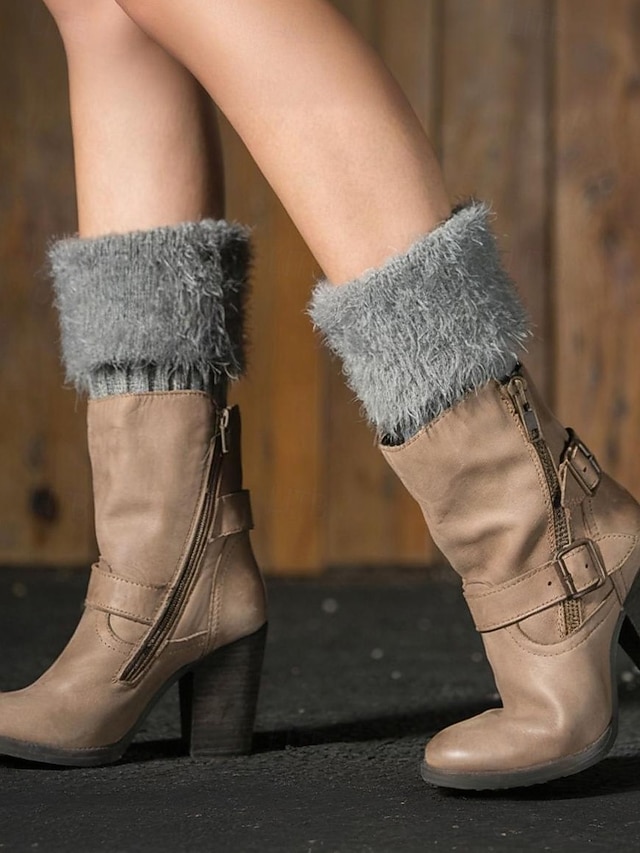  Dámské manžety na boty z umělé kožešiny, nastavitelný akrylový úplet s plyšovými detaily, vánoční sváteční doplněk k obuvi v několika barvách