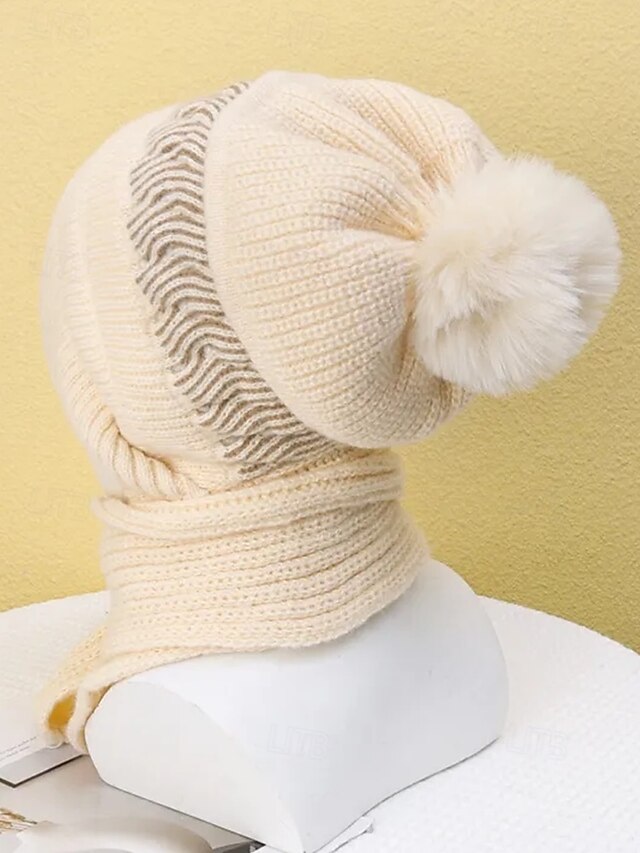 SENPUKI Hat Scarf And Gloves Set Ladies, Pom Pom Winter Beanie Hat For Women With Warm Fleece Lined Knit Bobble Hat Touchscreen Gloves Women Scarf Neck Warmer 3 In 1 Cold Weather Gift Set Grey