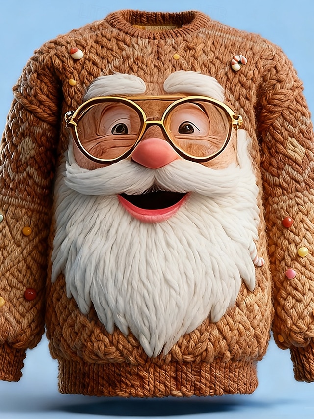  Suéter de Natal feio Homens Papai Noel Impressão 3D Desenhos 3D Pulôver suéter Roupa de Malha Crewneck Casual Férias Diário Festival Impressão 3D Tricôt Mantenha Quente Manga Longa Primavera Outono