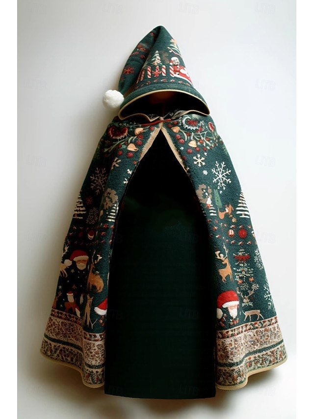 Dámské Neformální bunda Plášť / pláštěnky Pohodlné Prodyšné Tisk Vinobraní Na běžné nošení Vánoce Dovolená ulice Ležérní Denní nošení Otevřený vepředu Dlouhé Kapuce Volný Dlouhý rukáv Svrchní oděvy