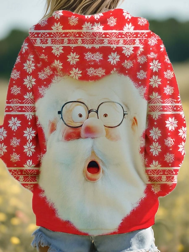  Moletom feminino com zíper para o Natal, estampa de cachorro, elegante, quente, esportivo, manga longa, com capuz, blusa regular, para usar em casa, no trabalho, em festas, à noite, com cordão e