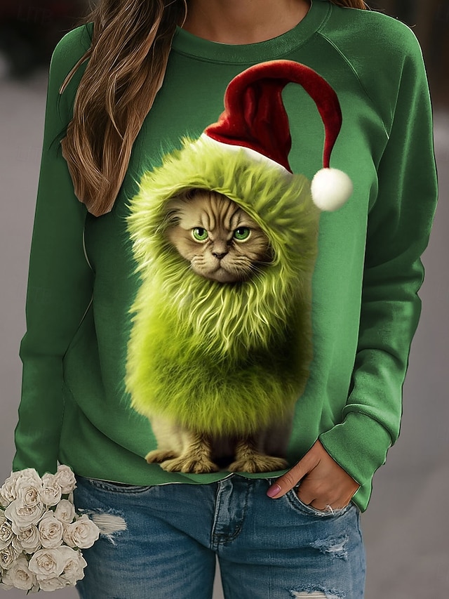 Christmas Cat Print Women's Golf Shirts