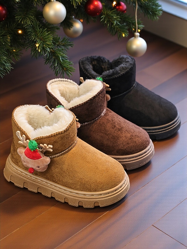  Теплые детские рождественские сапоги на меху с подвеской в виде оленя — уютная зимняя обувь для праздничных приключений
