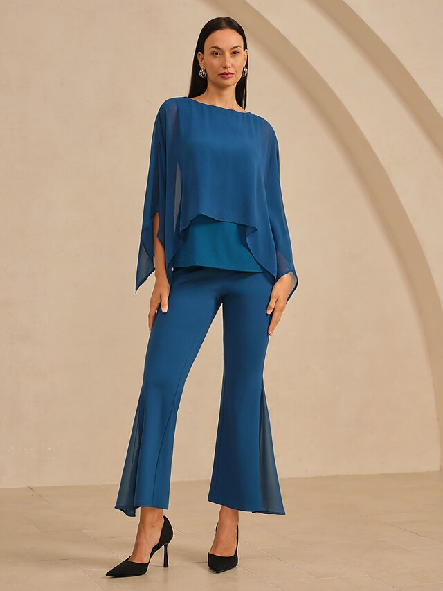 Women's Cape Top Elegant Stylish Luxurious Modal Chiffon Crewneck ...