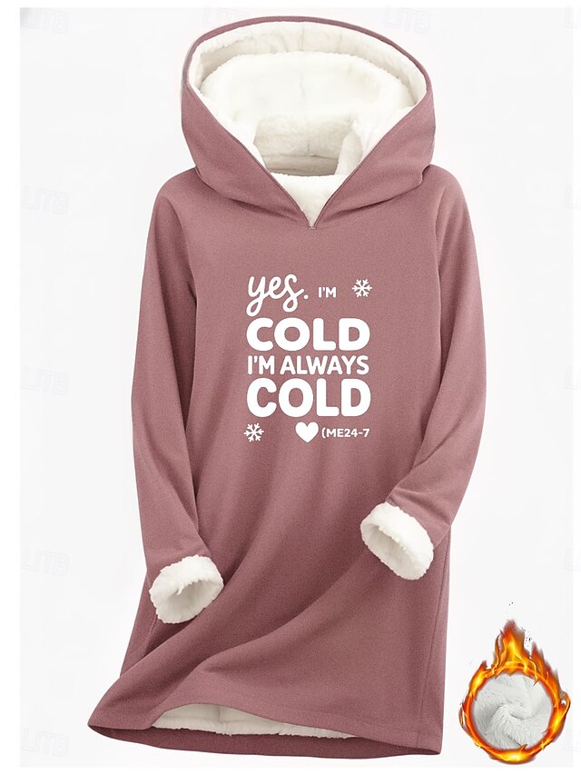 Women's Pullover Fleece Lined Hoodie Graphic Letter Warm Casual Fuzzy ...