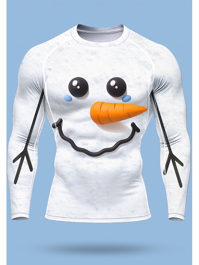  Kerstmis Voor heren Uniseks Hardloopshirt Atletisch shirt Gymshirt Fitnessshirt Trainingsshirt Lange mouw T-shirt Grafisch UPF 50 UV-bestendig Zacht Zweetafvoerend Mountainbike Sportschooltraining