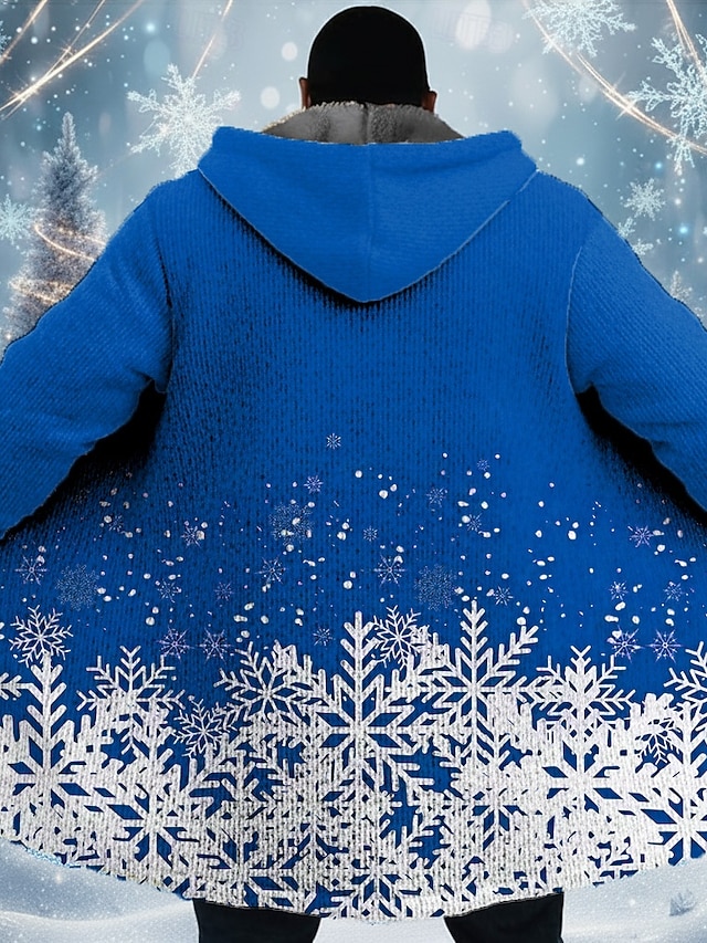  Noël Homme Motif de flocon de neige Manteau d'Hiver Veste en Polaire Manteau Chaleur Thermique Confortable Occasionnel Vacances Tenue quotidienne Festival Fermeture éclair Avec Poches Impression 3D