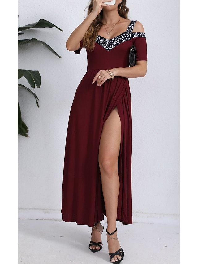  Vánoční dámské midi šaty áčkové šaty fit a flare šaty bez ramínek elegantní párty narozeninová svatba svatební host jednobarevné ramínko černá červená modrá jaro podzim zima