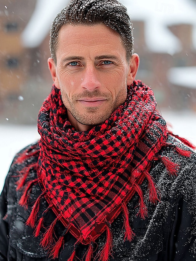  Weihnachtsschal für Herren – weiche, stylische und warme karierte Schals in mehreren Farben für Winterferien, Freizeitkleidung und Partys im Freien