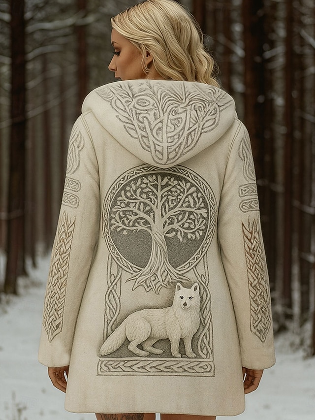  בגדי ריקוד נשים קרדיגן יומי יום יומי פרחוני גראפי גיאומטרי מצולע עם קפוצ'ון טלאים כיס כפתורים שרוול ארוך חולצות ארוכות לִסְרוֹג בָּחוּץ סוף שבוע בז' סתיו חורף