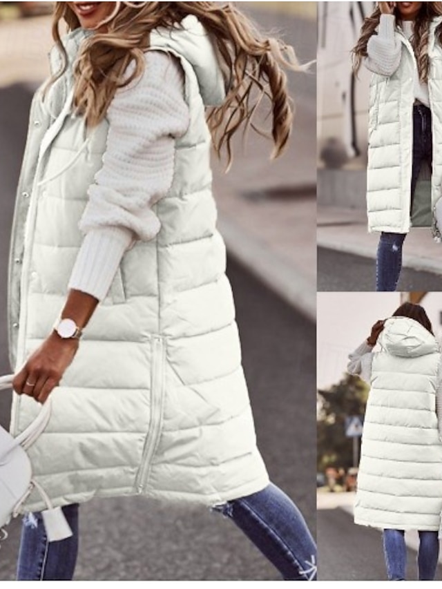  نسائي جاكيت كاجوال سترة مريح متنفس سحاب جيب كاجوال سهل عطلة شارع فضفاض مناسب للبس اليومي صدر فردي طويلة مع قبعة عادي بدون كم ملابس خارجية أبيض أحمر أرجواني الربيع الخريف