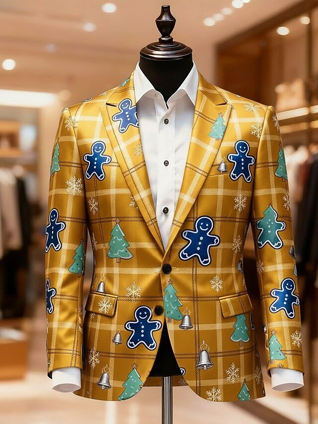 Christmas Men's Gingerbread Blazer Jacket Coat Comfortable Artistic ...