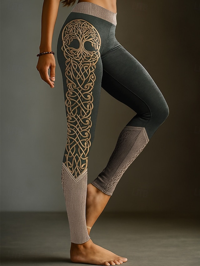  Legíny Viking Boho pro ženy vintage etnický styl plná délka vysoký pas grafika abstraktní 3D tisk rychlé schnutí prodyšné měkké elastické formální dovolená růžové léto jaro podzim zima regular fit