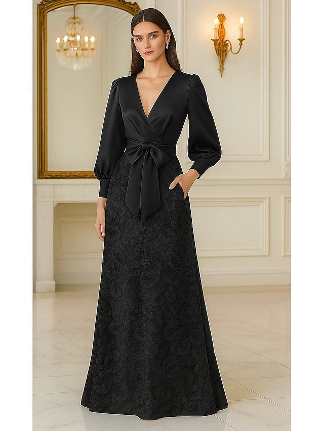 Robe De Soirée Longue Pour Mariage Avec Manche Ligne A Longueur au sol Robe de Soirée Tenue de soirée Élégant